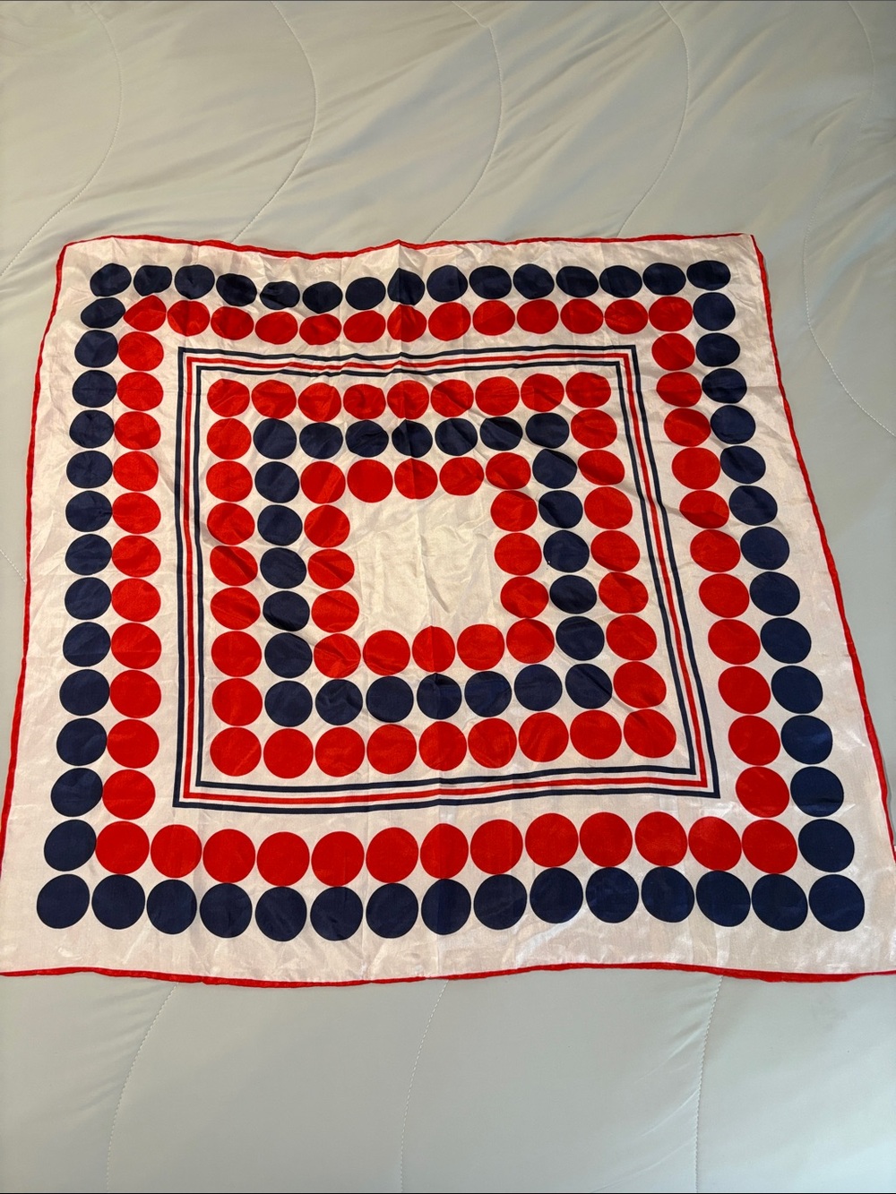 Silk Geometric Vintage Red Blue Scarf